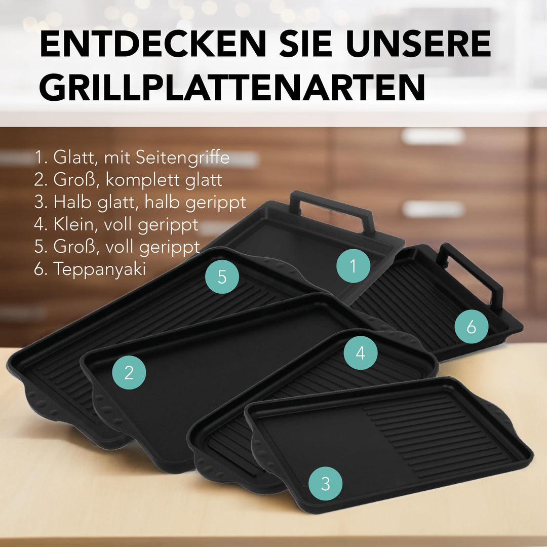 Grillplatte Aluminiumguss gerippt 37,5x22,8cm Induktion Antihaft - Bild 9