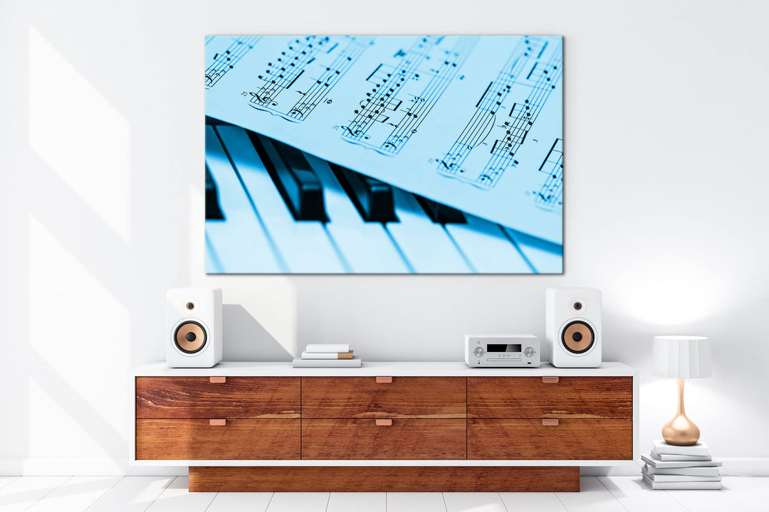 Leinwandbild Klavier Monochrom Blau 80x60 cm Echtholzrahmen - Bild 5