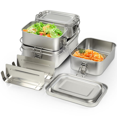 Bento-Box Edelstahl 4er-Set stapelbar 1400/850/550/550 ml