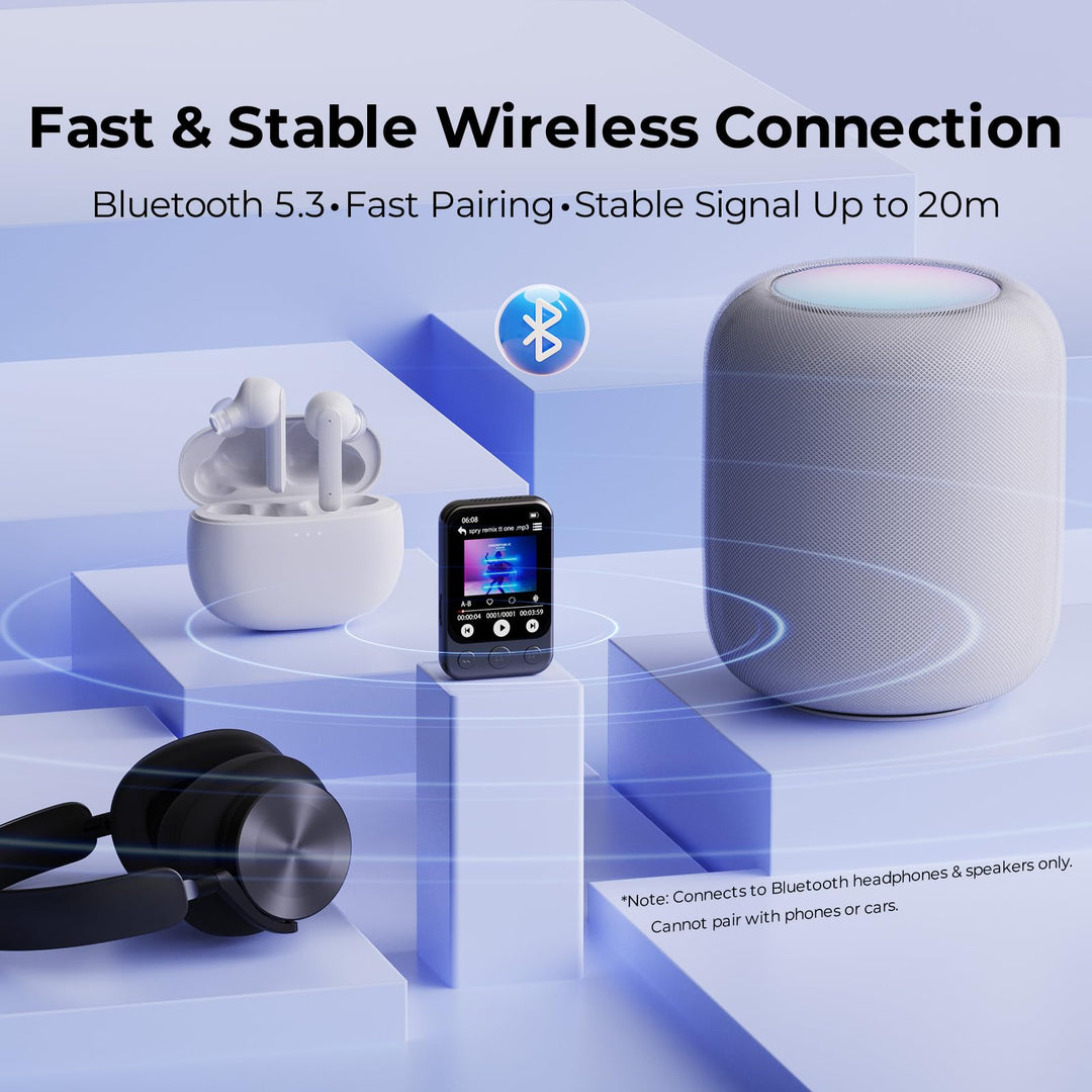 MP3 Player 64GB Bluetooth 5.3 Clip Touchscreen Lautsprecher - Bild 5