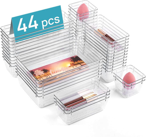 Schubladen Organizer 44er Set transparent 4 Grössen Bad Büro