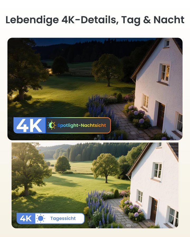 Solar-Überwachungskamera Aussen 4K 8MP WLAN 355° Schwenkbar - Bild 2