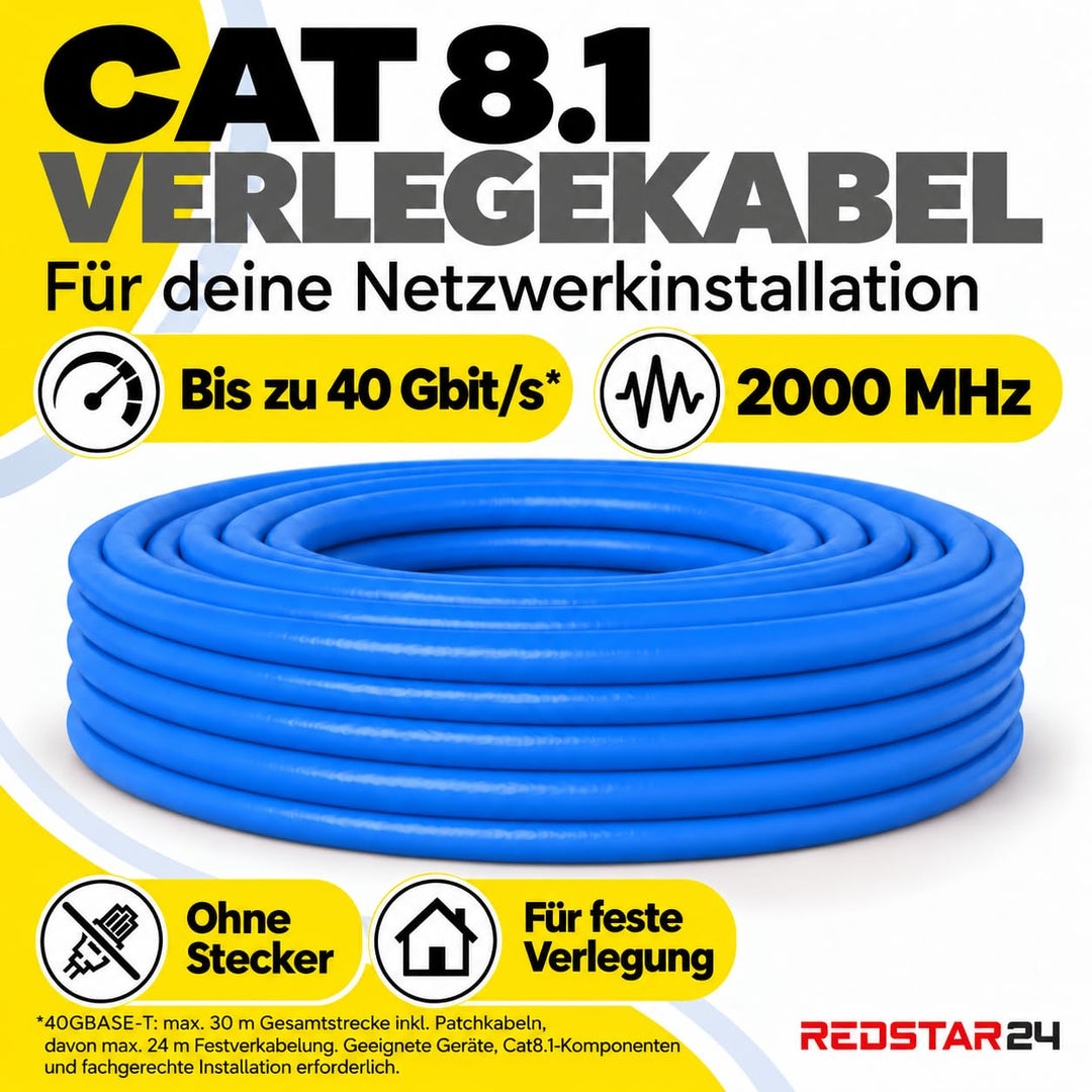 Verlegekabel CAT 8 S/FTP halogenfrei 40 Gbit/s 50m Kupfer - Bild 2