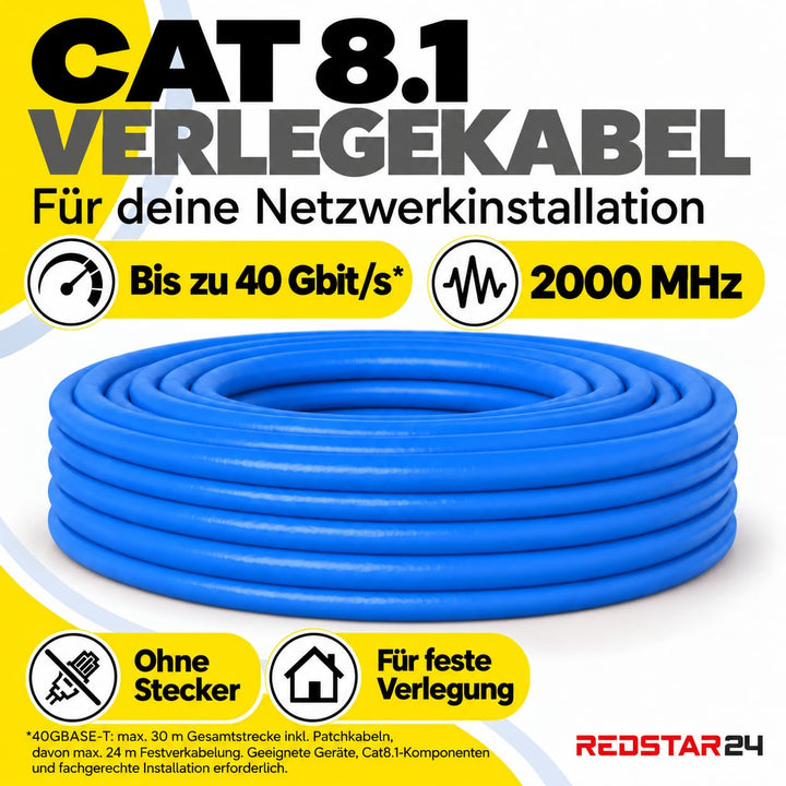 Verlegekabel CAT 8 S/FTP halogenfrei 40 Gbit/s 50m Kupfer - Bild 2