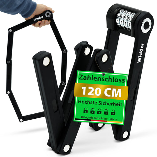 Faltschloss Fahrrad 120 cm Chrom-Titan-Stahl Sicherheitsstufe 15