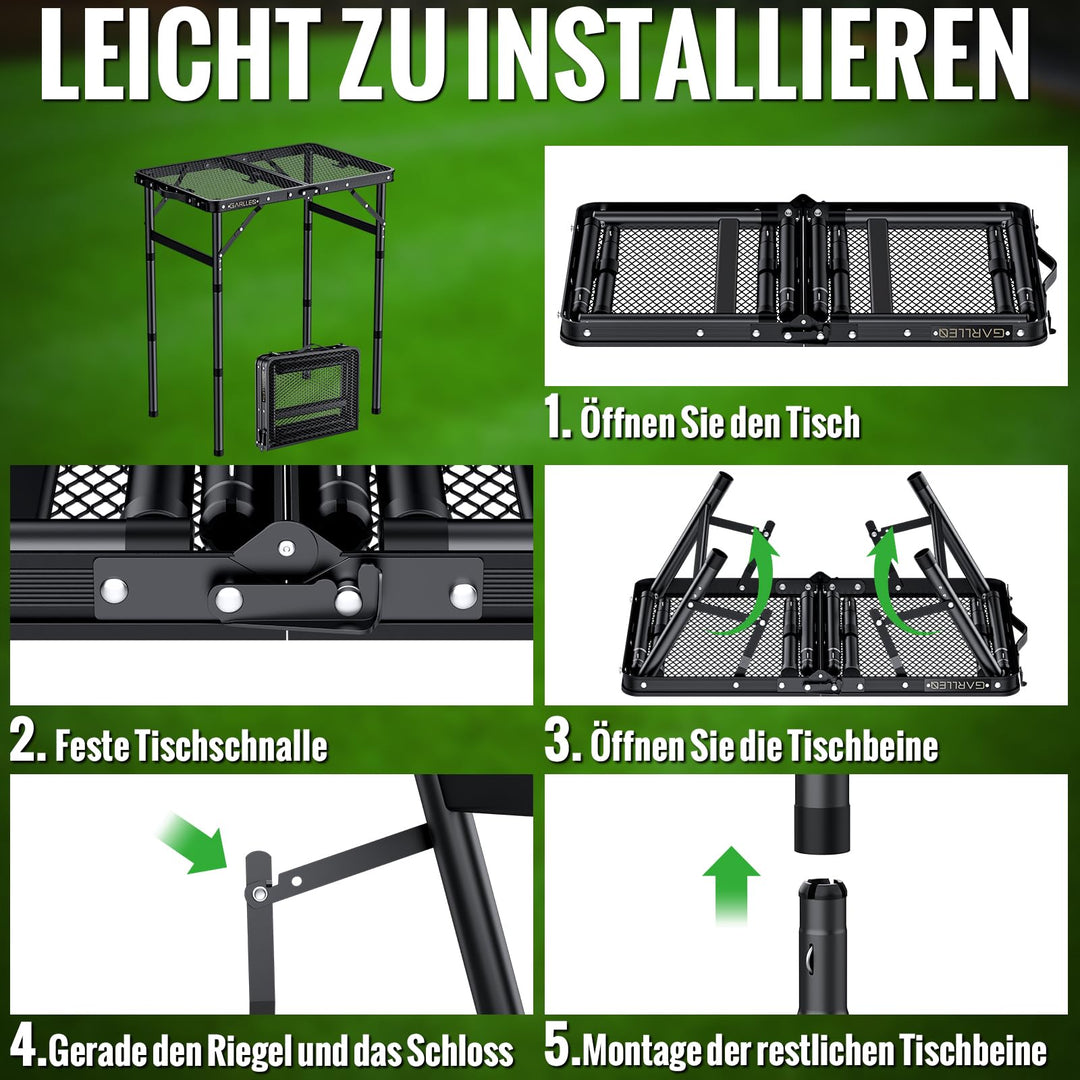 Klapptisch Camping höhenverstellbar 58x40cm Aluminium 3 Höhen - Bild 8
