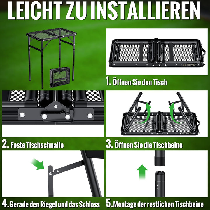 Klapptisch Camping höhenverstellbar 58x40cm Aluminium 3 Höhen - Bild 8