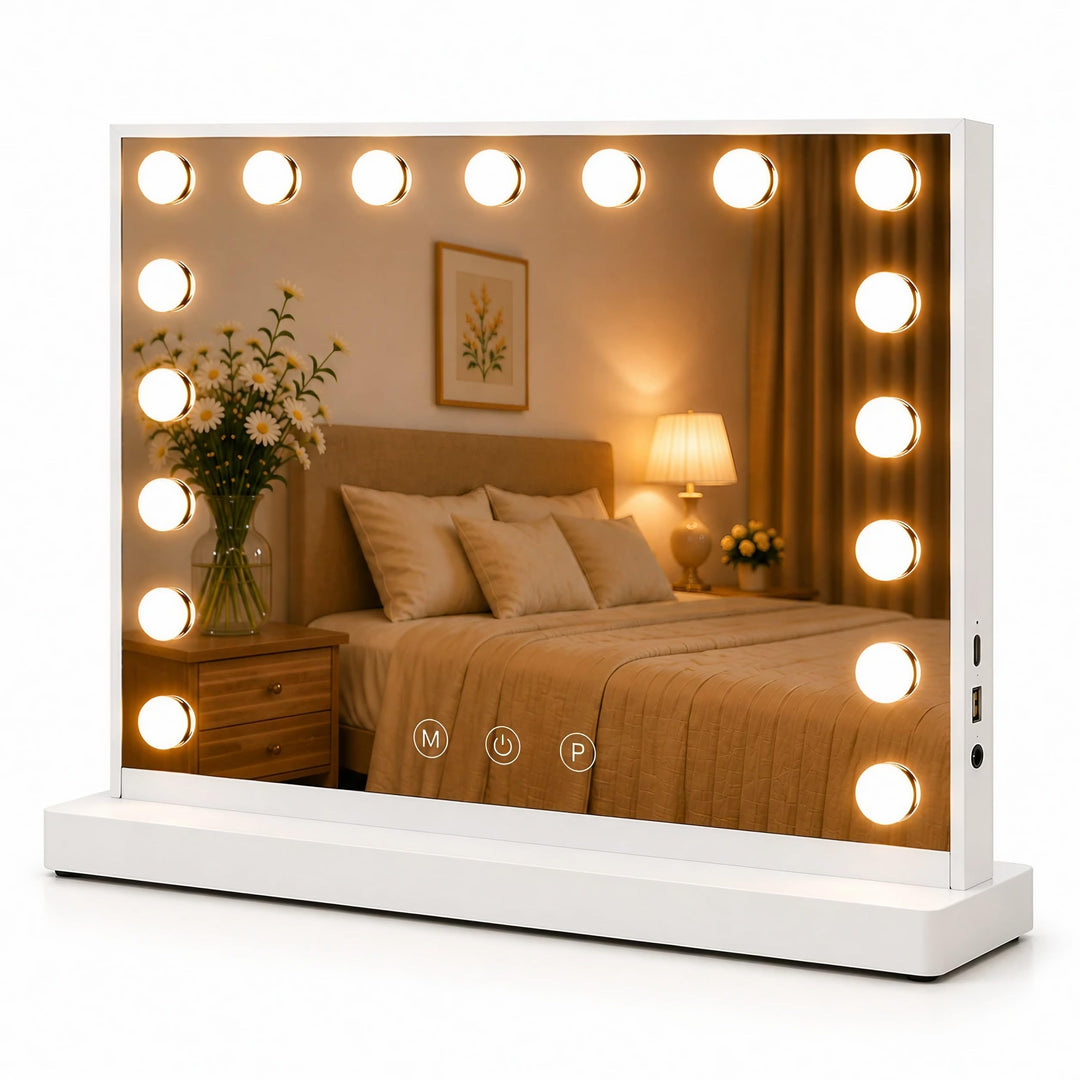 Hollywood-Schminkspiegel beleuchtet 60x52 cm mit LED und 10x Vergrösserung