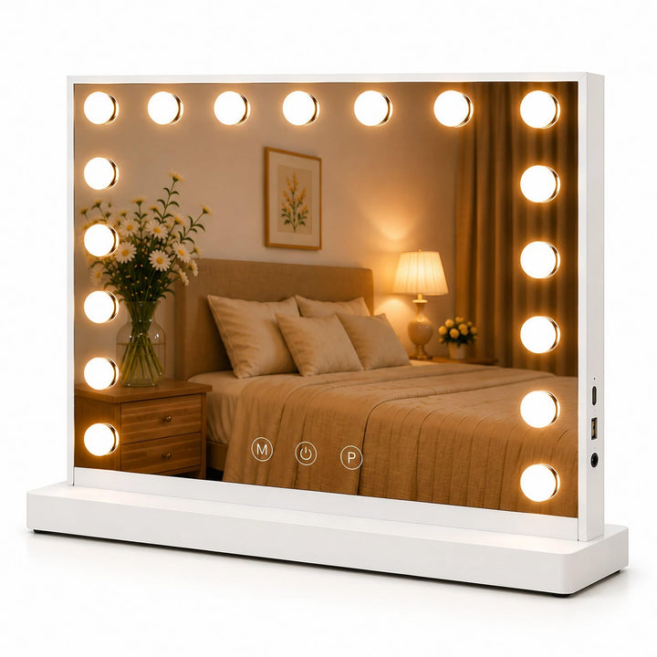 Hollywood-Schminkspiegel beleuchtet 60x52 cm mit LED und 10x Vergrösserung