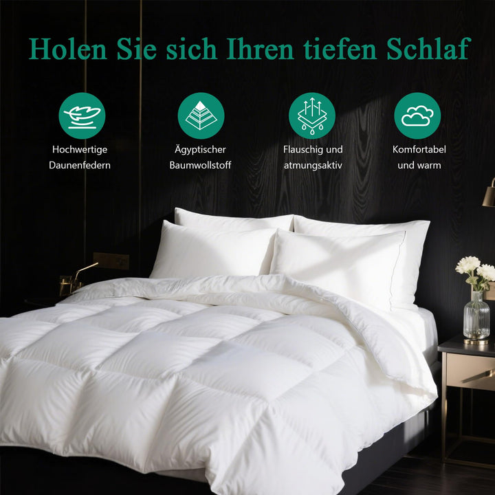 Ganzjahres-Daunendecke 200x200 Gänsedaunen RDS-zertifiziert Baumwolle - Bild 2