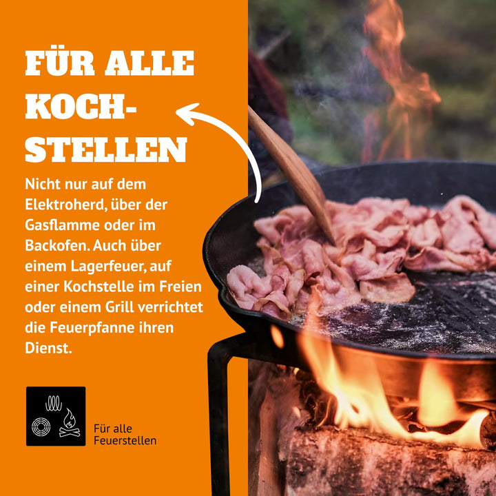 Gusseisen-Pfanne mit Stiel 25 cm für Induktion, Grill &amp; Lagerfeuer - Bild 5