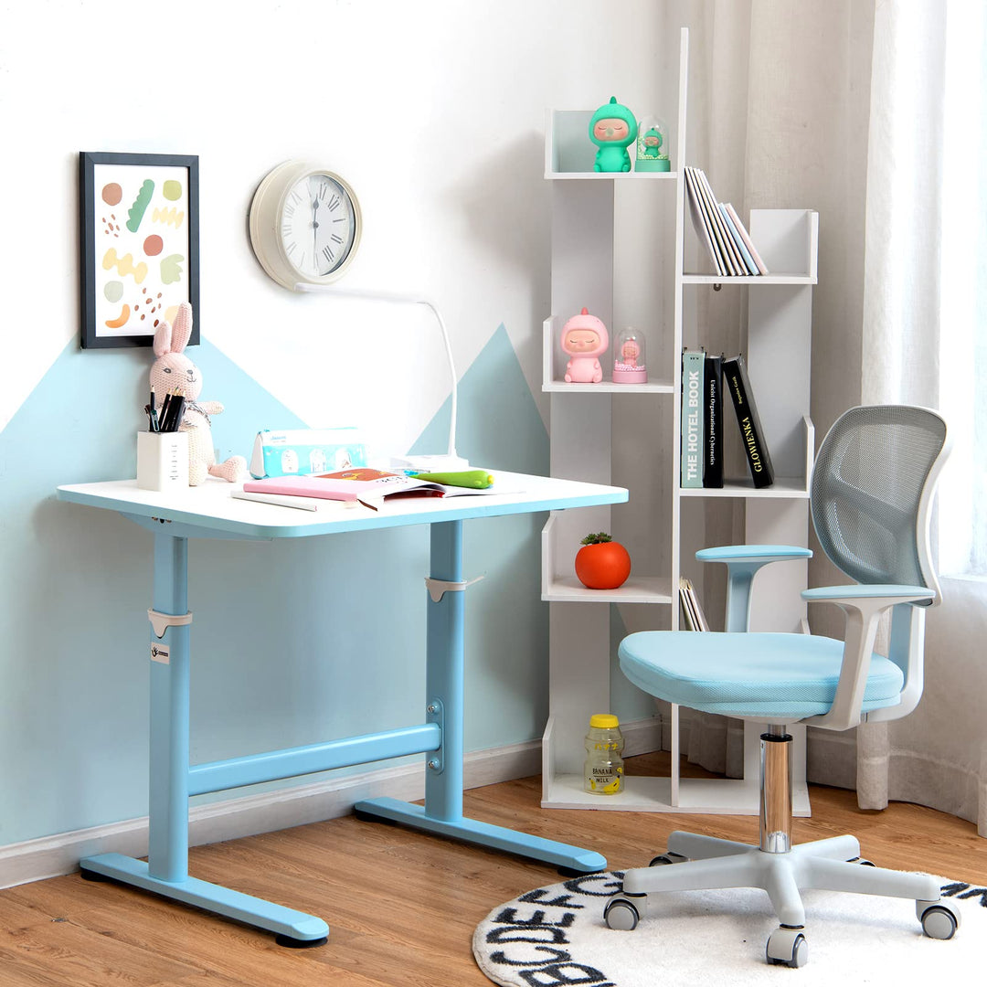 Kinderschreibtischstuhl höhenverstellbar 40-54 cm Sitz drehbar Blau - Bild 9