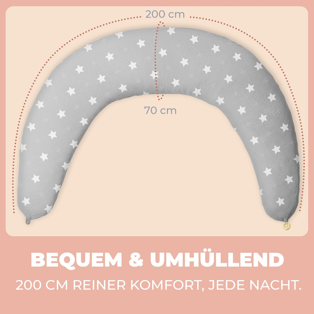 Stillkissen XXL 200x70cm Baumwolle Seitenschläfer Schwangerschaft - Bild 8