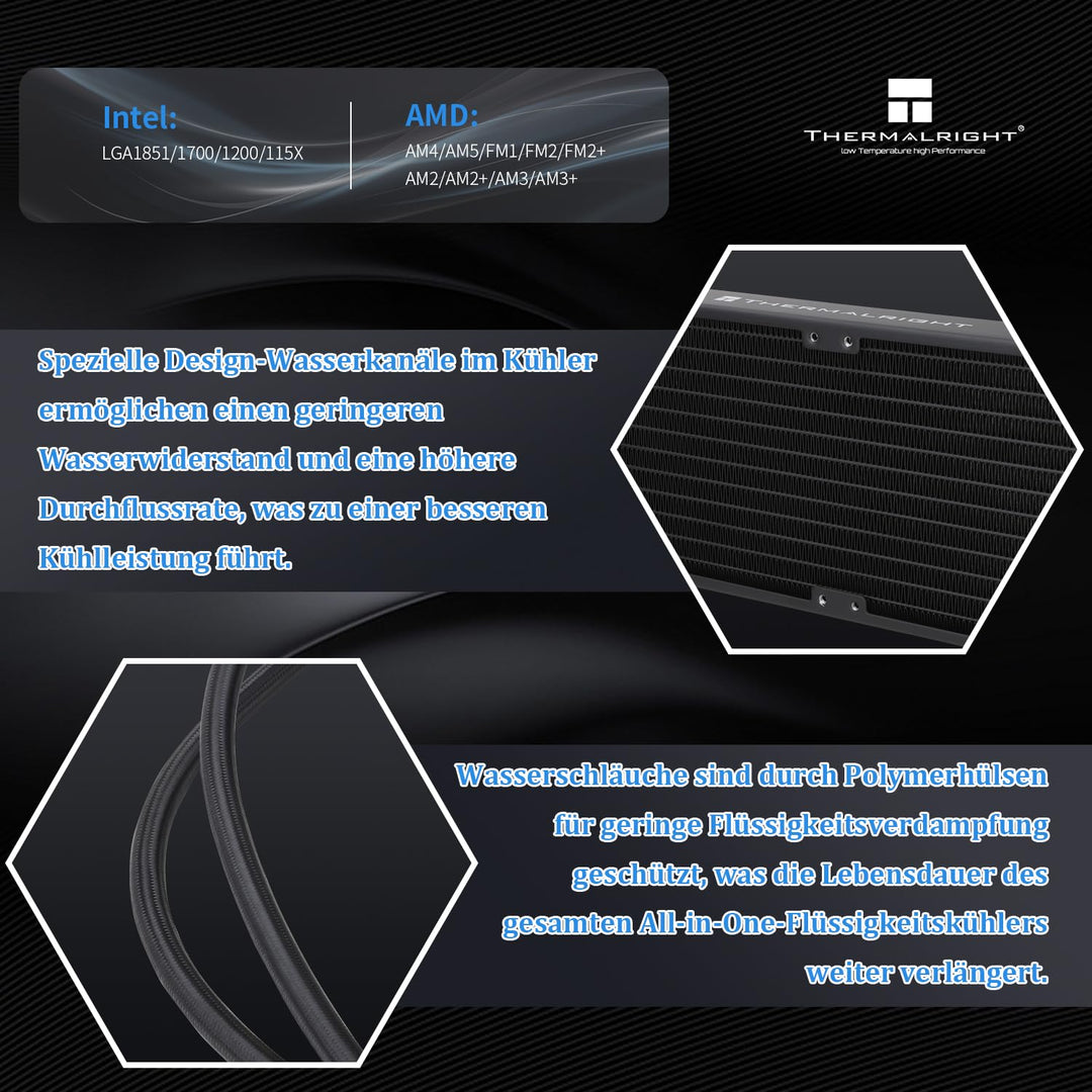 CPU-Wasserkühlung 360mm ARGB Kupfer-Wasserblock Intel &amp; AMD - Bild 3