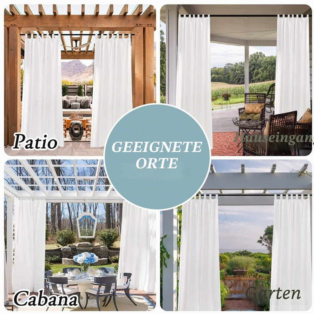 Outdoor-Vorhänge Leinen wasserdicht 132x240 cm 2er-Set Weiss - Bild 6
