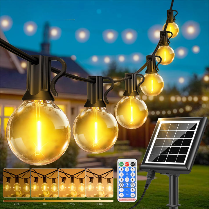 Solar Lichterkette Aussen 30m 40 LED warmweiss dimmbar mit Fernbedienung