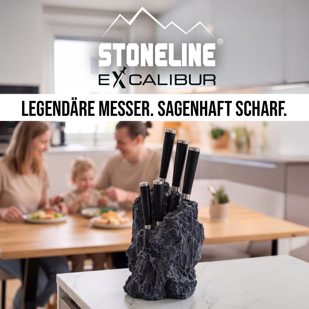 Messerblock bestückt 5-teilig Edelstahl Felsform mit Schleifstein - Bild 9