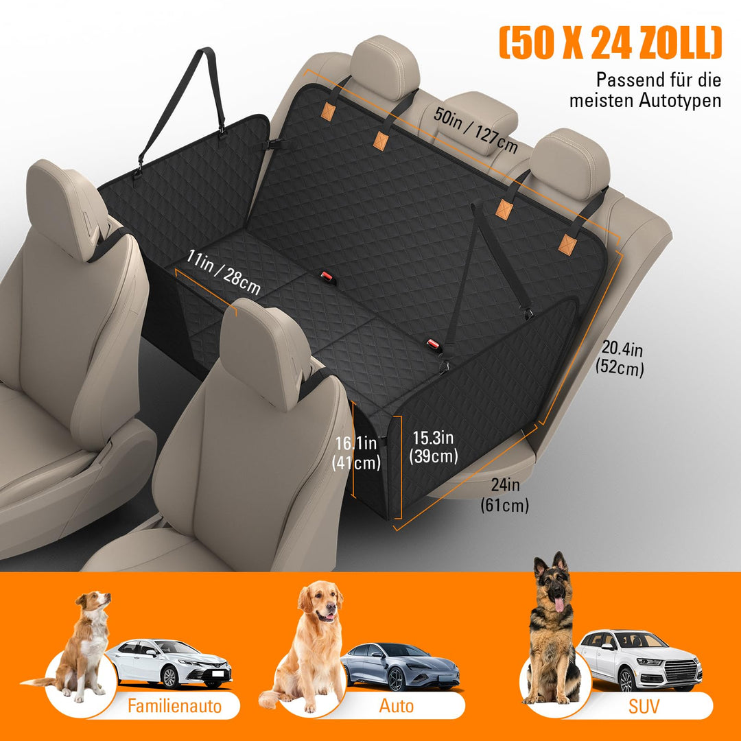 Hunde Rücksitzschutz Auto 127x62cm wasserdicht mit Hartschale - Bild 5