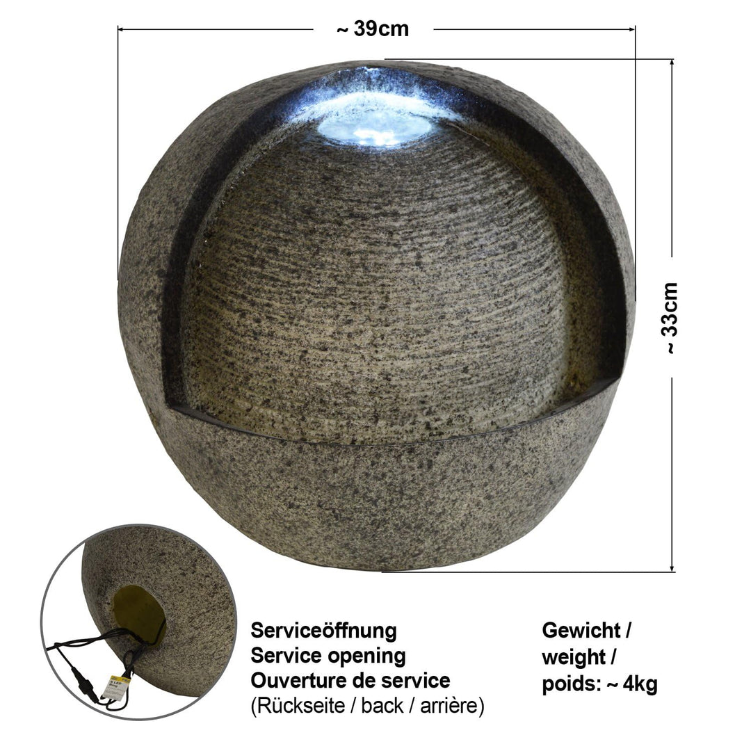 Gartenbrunnen mit LED-Beleuchtung Polyresin 39x39x33 cm Indoor Outdoor - Bild 2