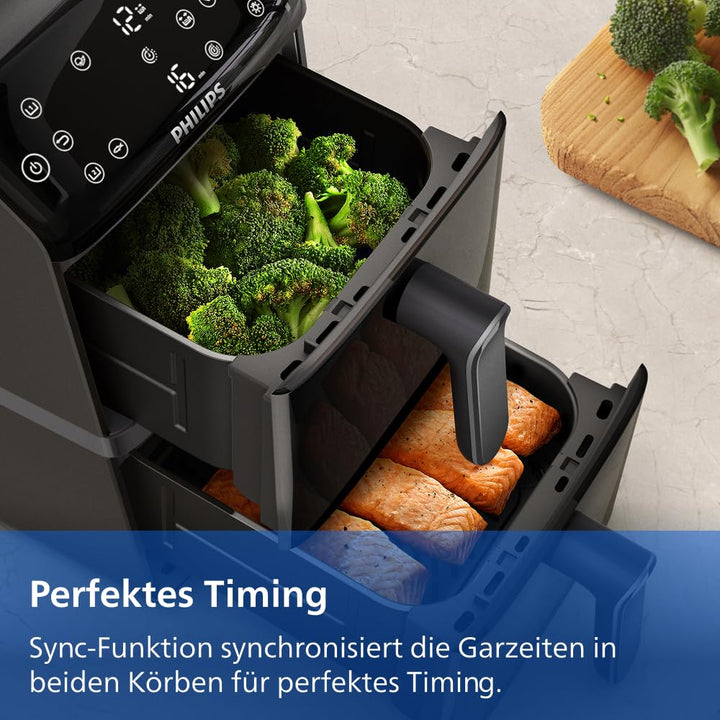 Heissluftfritteuse Doppelkorb 10 L mit 13 Garmethoden, stapelbar - Bild 9