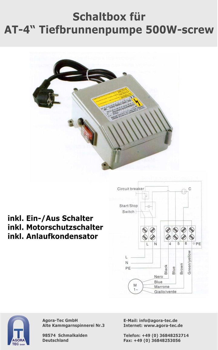 Tiefbrunnenpumpe 4 Zoll 500W Edelstahl mit 15m Kabel 90m Förderhöhe - Bild 3