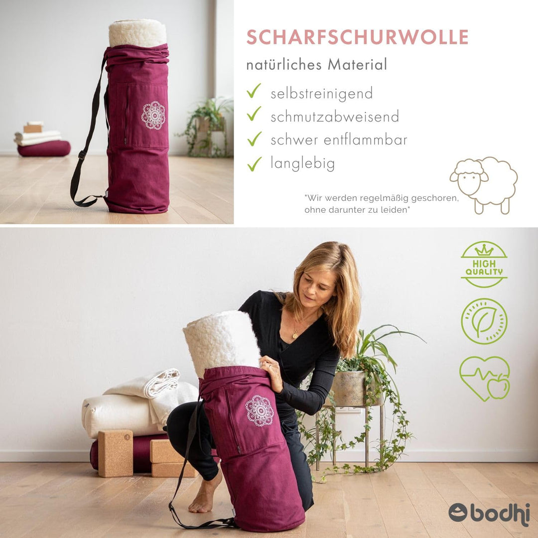 Yoga-Schurwollmatte 100% Schafwolle 200x90 cm rutschfest - Bild 6