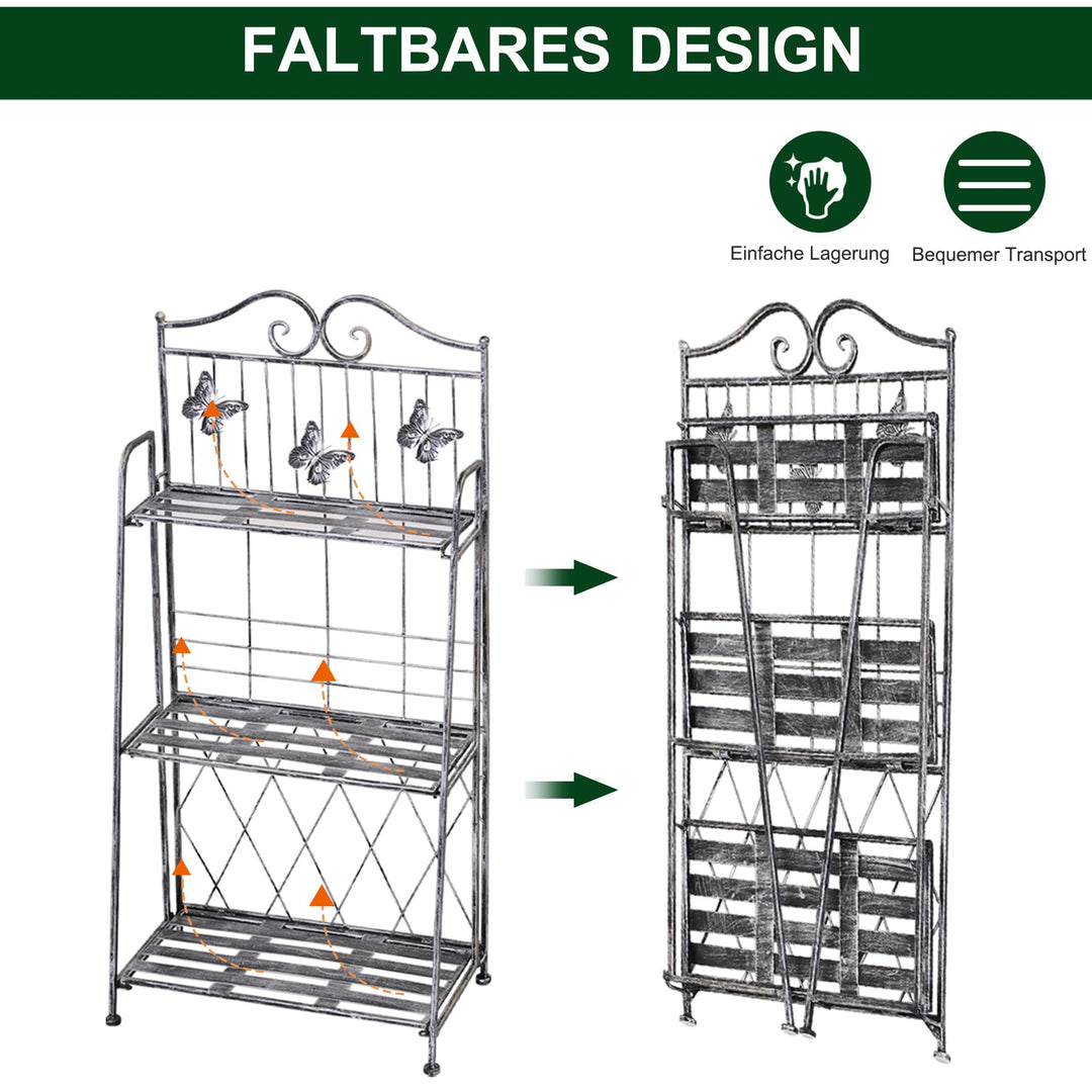 Pflanzregal 3 Etagen klappbar Metall für Balkon &amp; Garten 44x96cm - Bild 4