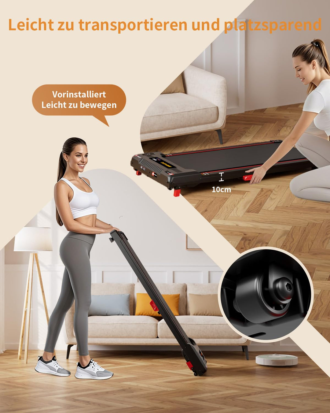 Laufband mit Steigung 5° und LED-Anzeige fuer Zuhause 150kg - Bild 9
