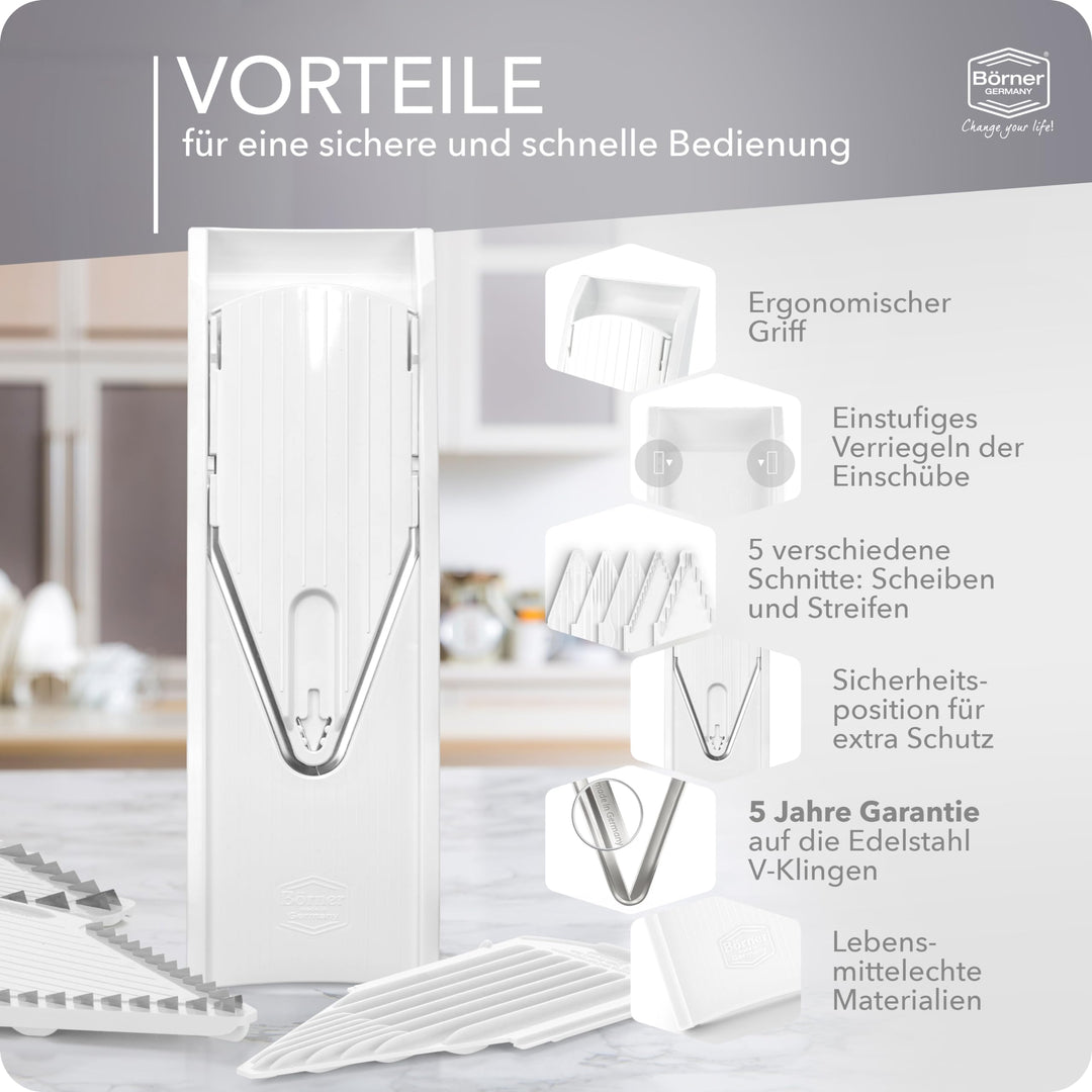Gemüsehobel-Set mit 4 Einsätzen für Scheiben Streifen Würfel - Bild 4