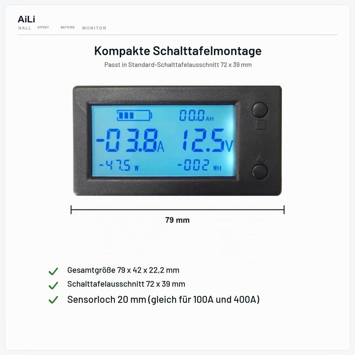 Batterie-Monitor DC 300V 400A mit Hall-Sensor und LCD-Display - Bild 4