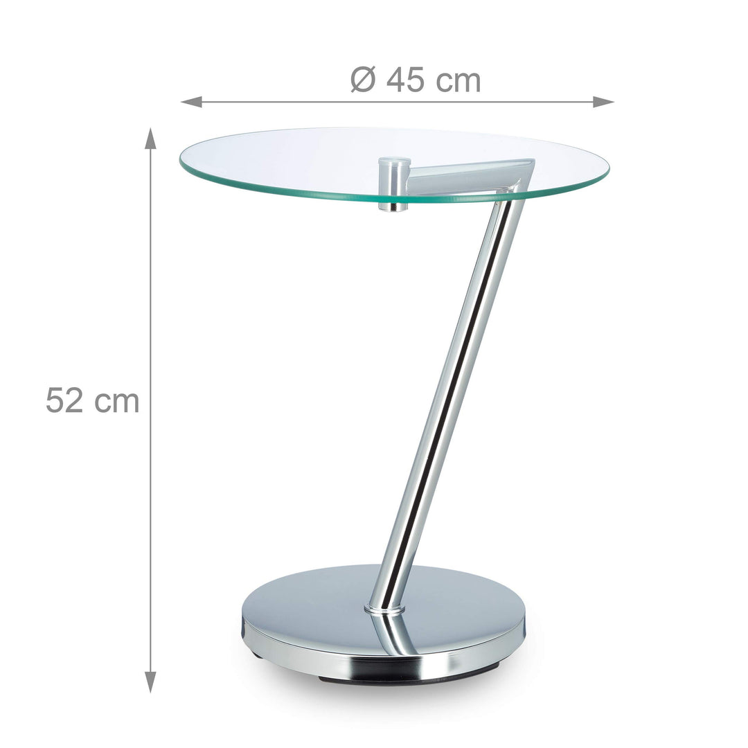 Beistelltisch Glas rund 45 cm Chrom-Fuss fuer Wohnzimmer Balkon - Bild 3