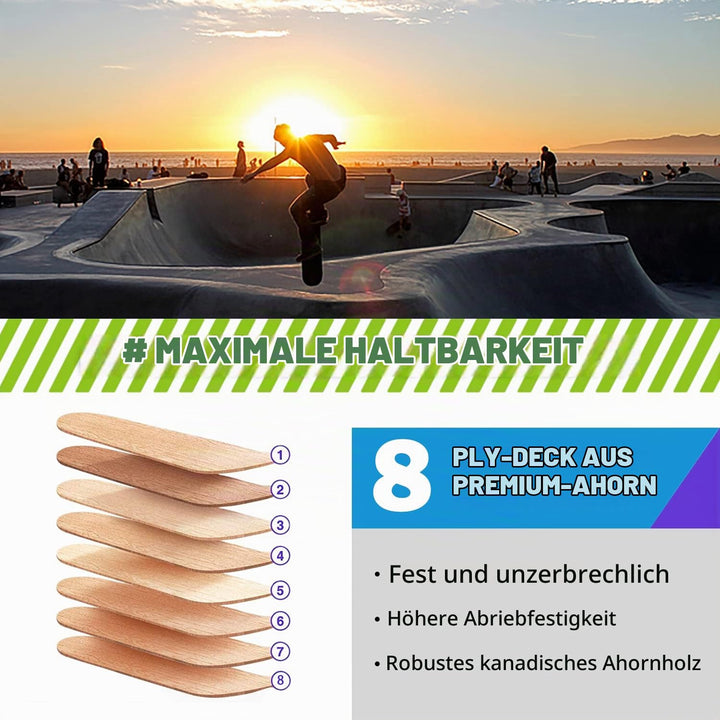 Skateboard 8-lagig Ahornholz 78,9x20,3 cm ABEC-11 für Anfänger - Bild 4