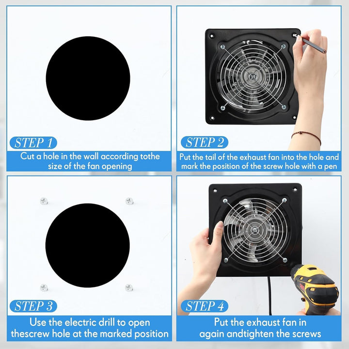 Wandventilator 6 Zoll Metall mit Kupfermotor für Bad und Küche - Bild 9