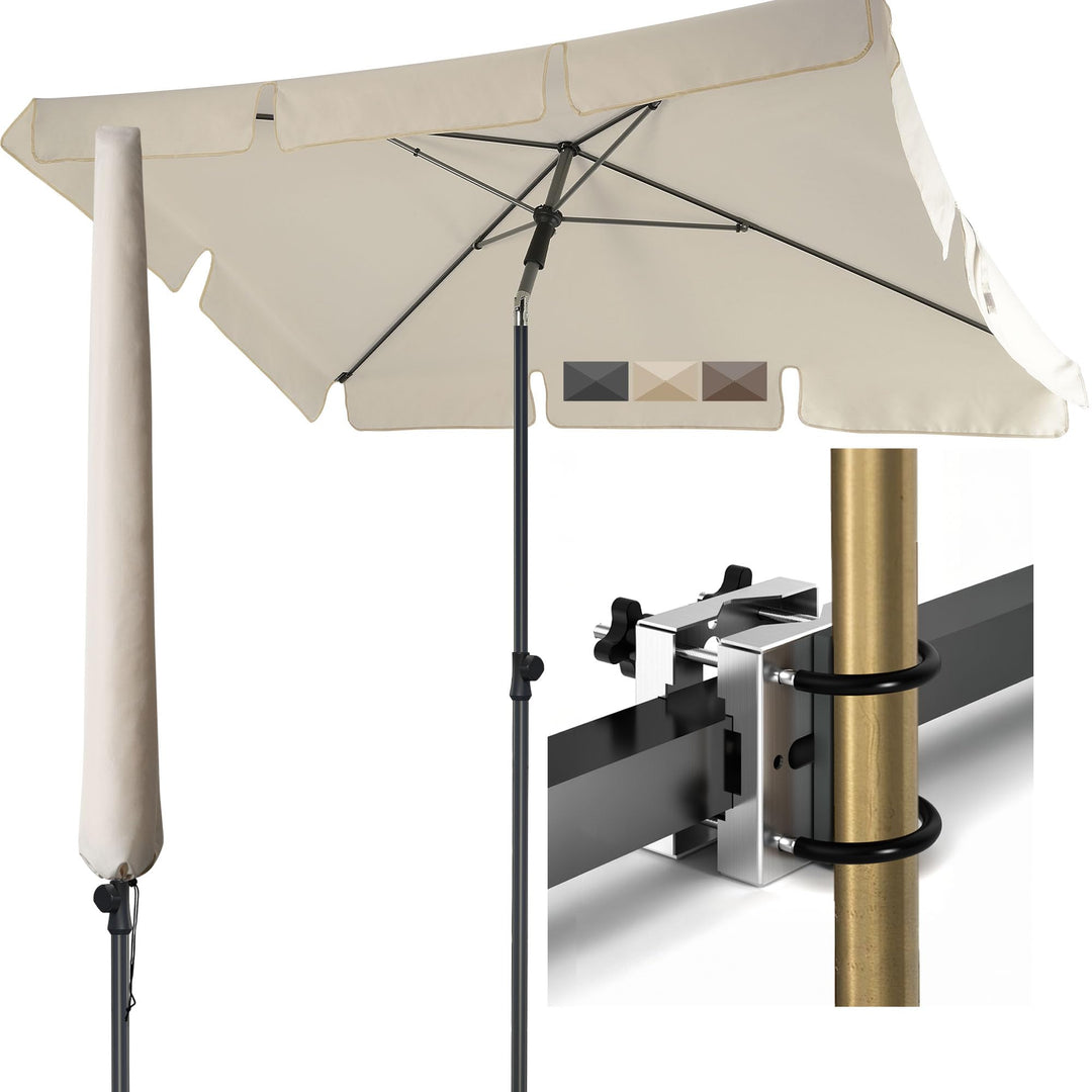 Sonnenschirm Balkon rechteckig 200x125 cm UV50+ 3-in-1 Set mit Halterung