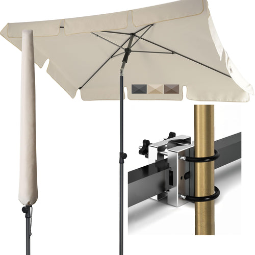 Sonnenschirm Balkon rechteckig 200x125 cm UV50+ 3-in-1 Set mit Halterung