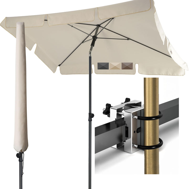 Sonnenschirm Balkon rechteckig 200x125 cm UV50+ 3-in-1 Set mit Halterung