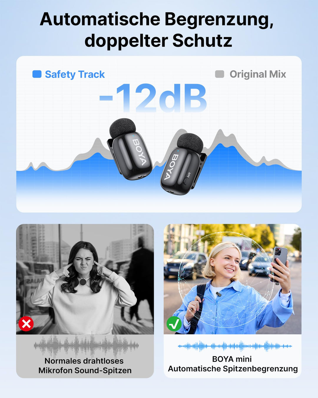 Kabelloses Lavalier Mikrofon USB-C &amp; Lightning 48kHz/24Bit für Smartphone - Bild 5