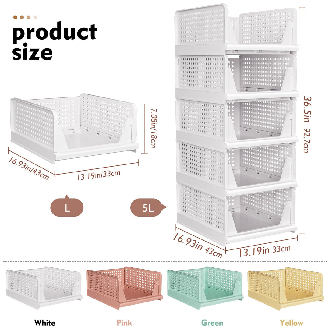 Schubladenbox Kleiderschrank Organizer stapelbar 8er-Set Weiss - Bild 2