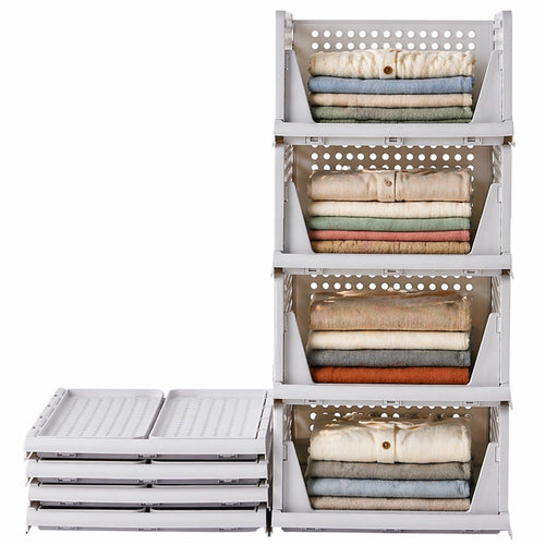 Schrank Organizer stapelbar 4er-Set PP 40x30x17cm Kleiderschrank
