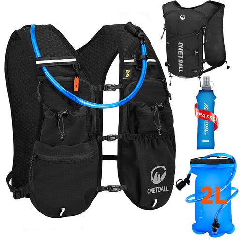 Laufweste mit 2L Trinkblase und 500ml Flasche, 10 Taschen, ultraleicht