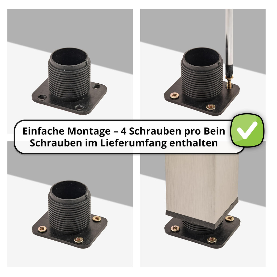 Möbelfüsse Aluminium verstellbar 120 mm 8er-Set schwarz - Bild 5