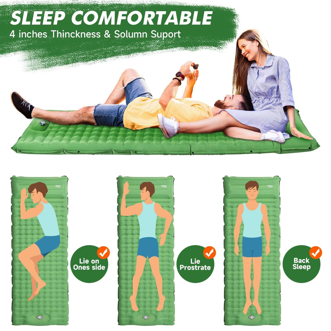 Aufblasbare Campingmatte Ultraleicht 203x68cm mit Kopfkissen und Fusspumpe - Bild 2