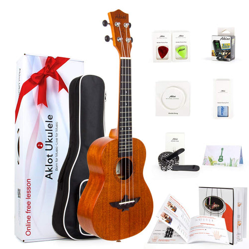 Konzert-Ukulele 23 Zoll Mahagoni mit Zubehör-Set für Anfänger