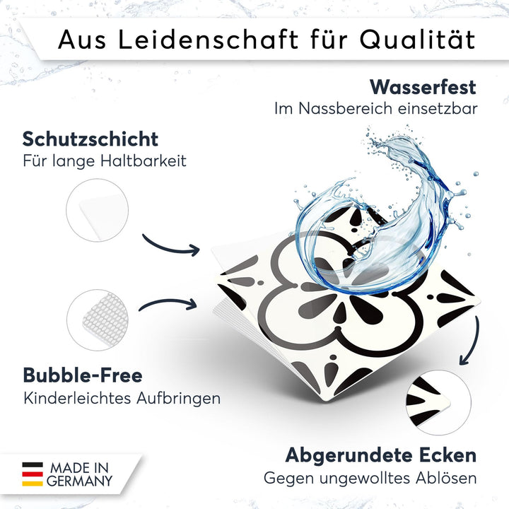 Fliesensticker Mosaik Schwarz-Weiss Vinyl selbstklebend 72er-Set 10x10 cm - Bild 4