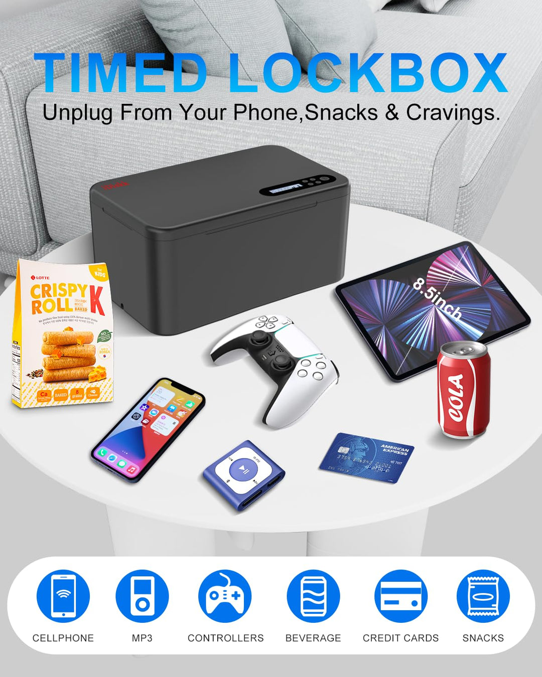 Timer-Schlossbox für Handys und Snacks 24x15x11 cm Schwarz - Bild 2