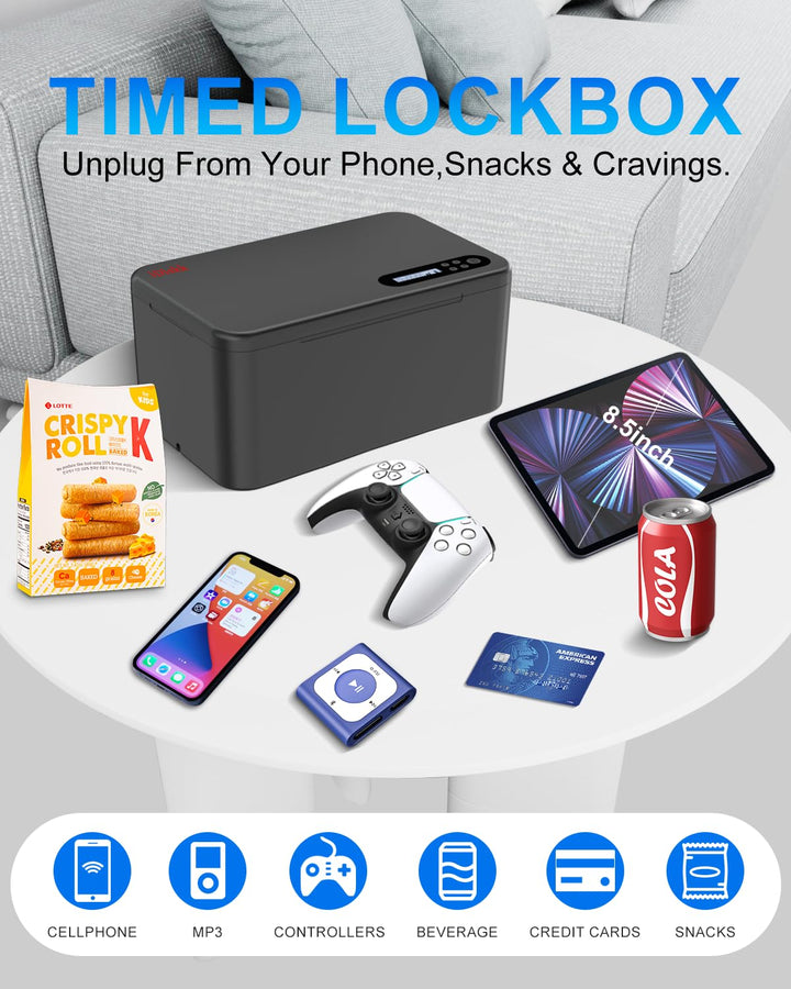 Timer-Schlossbox für Handys und Snacks 24x15x11 cm Schwarz - Bild 2