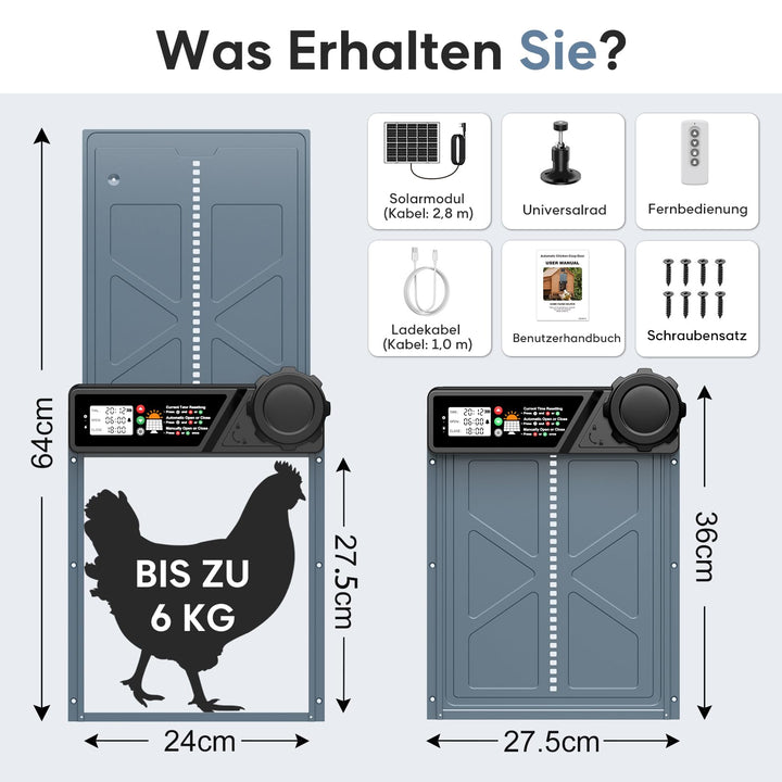 Automatische Hühnerklappe Solar mit Timer und Fernbedienung 24x27,5cm - Bild 7