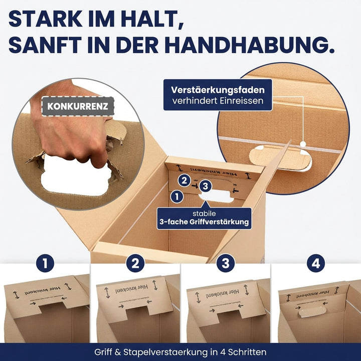 Umzugskarton 65 Liter extra gross mit Griffverstärkung 30er-Set - Bild 7