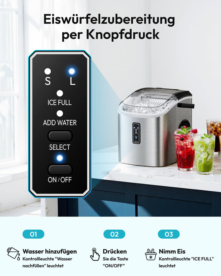 Eiswürfelmaschine Kompakt 9 Würfel in 6 Min 12 kg/Tag selbstreinigend - Bild 6