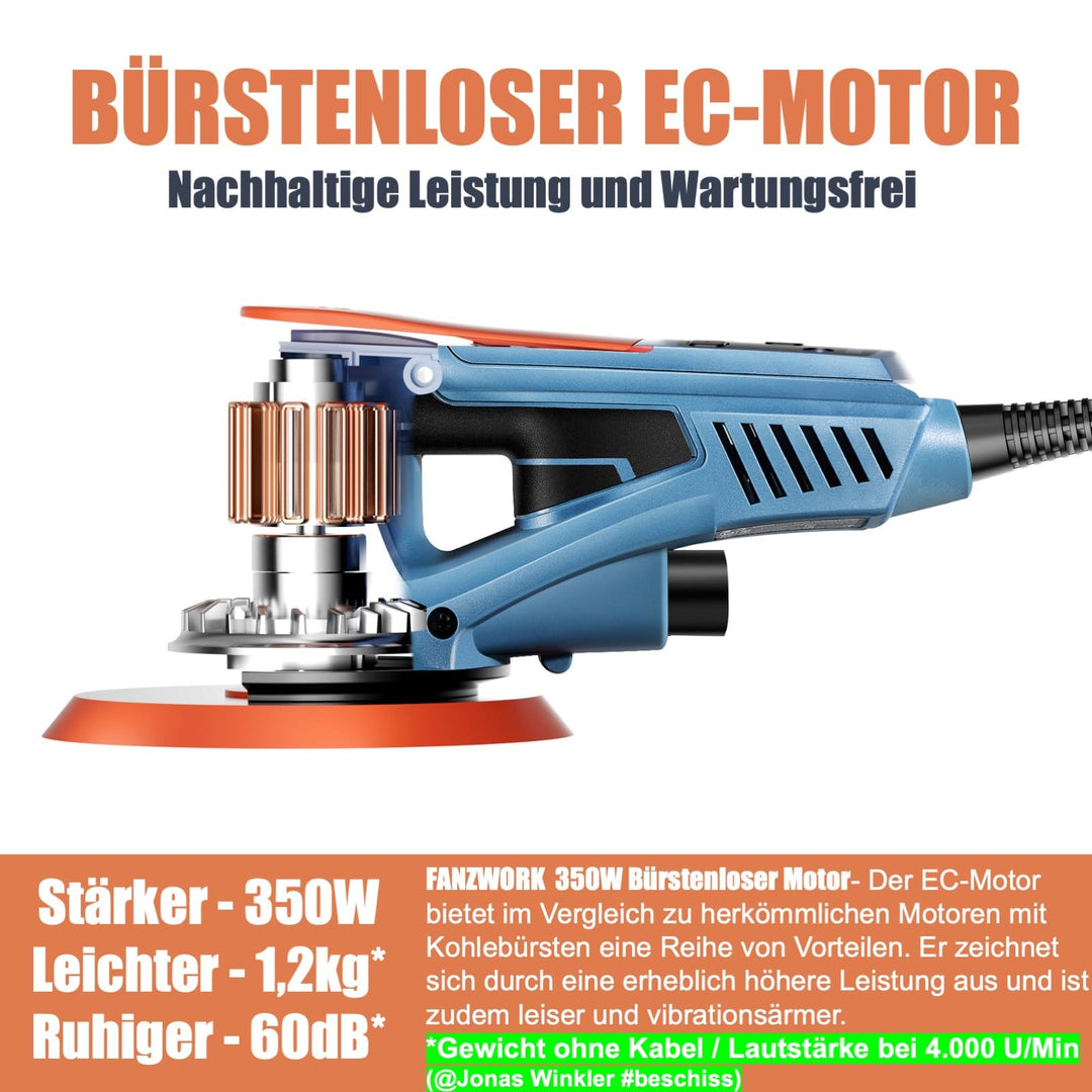 Exzenterschleifer Bürstenlos 350W 5mm Hub 125/150mm Set - Bild 2